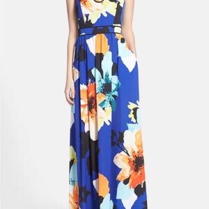 Vince Camuto Floral Sleeveless Keyhole, Front Maxi Dress. Pockets. NWOT Sz 14